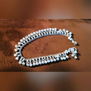 2/$12 Ethnic Pakistani silver tone bell anklet